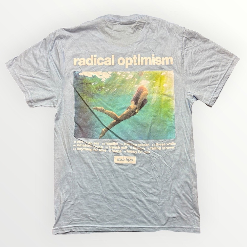Dua Lipa Radical Optimism Album Tracklist Graphic T-Shirt Light Blue Large